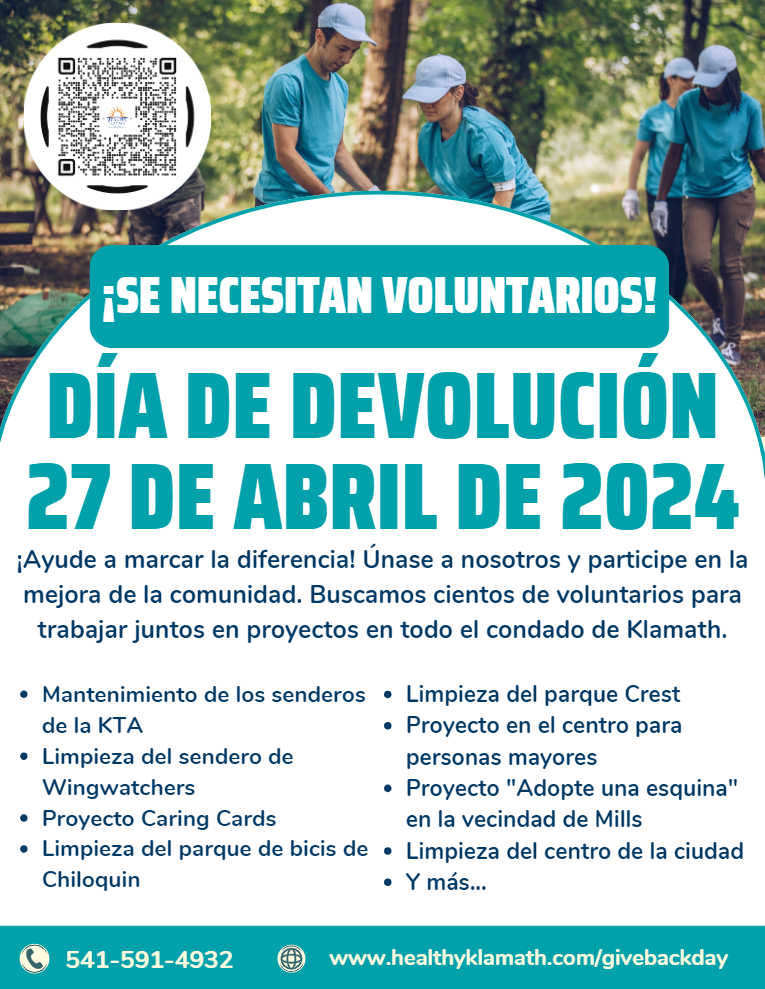Se Necesitan Voluntarios!  Dia de Devolucion 27 de Abril de 2024