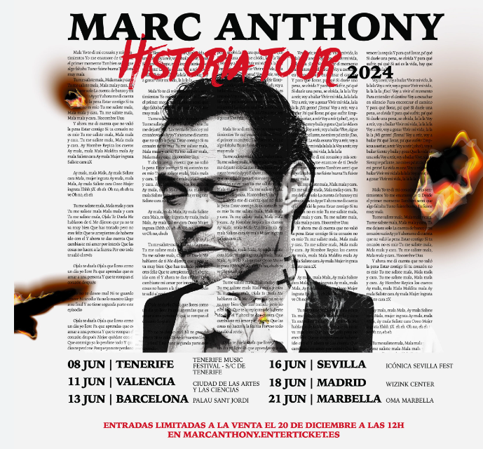 Gira 2024 “Historia” de Marc Anthony – Estas son las fechas