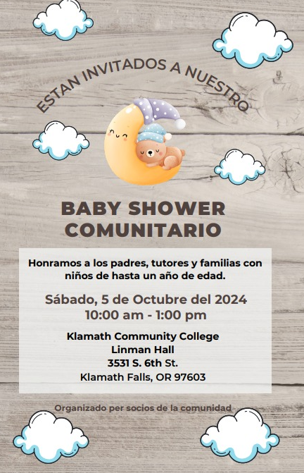 El séptimo baby shower anual de la comunidad del condado de Klamath se llevará a cabo el sábado 5 de octubre de 2024