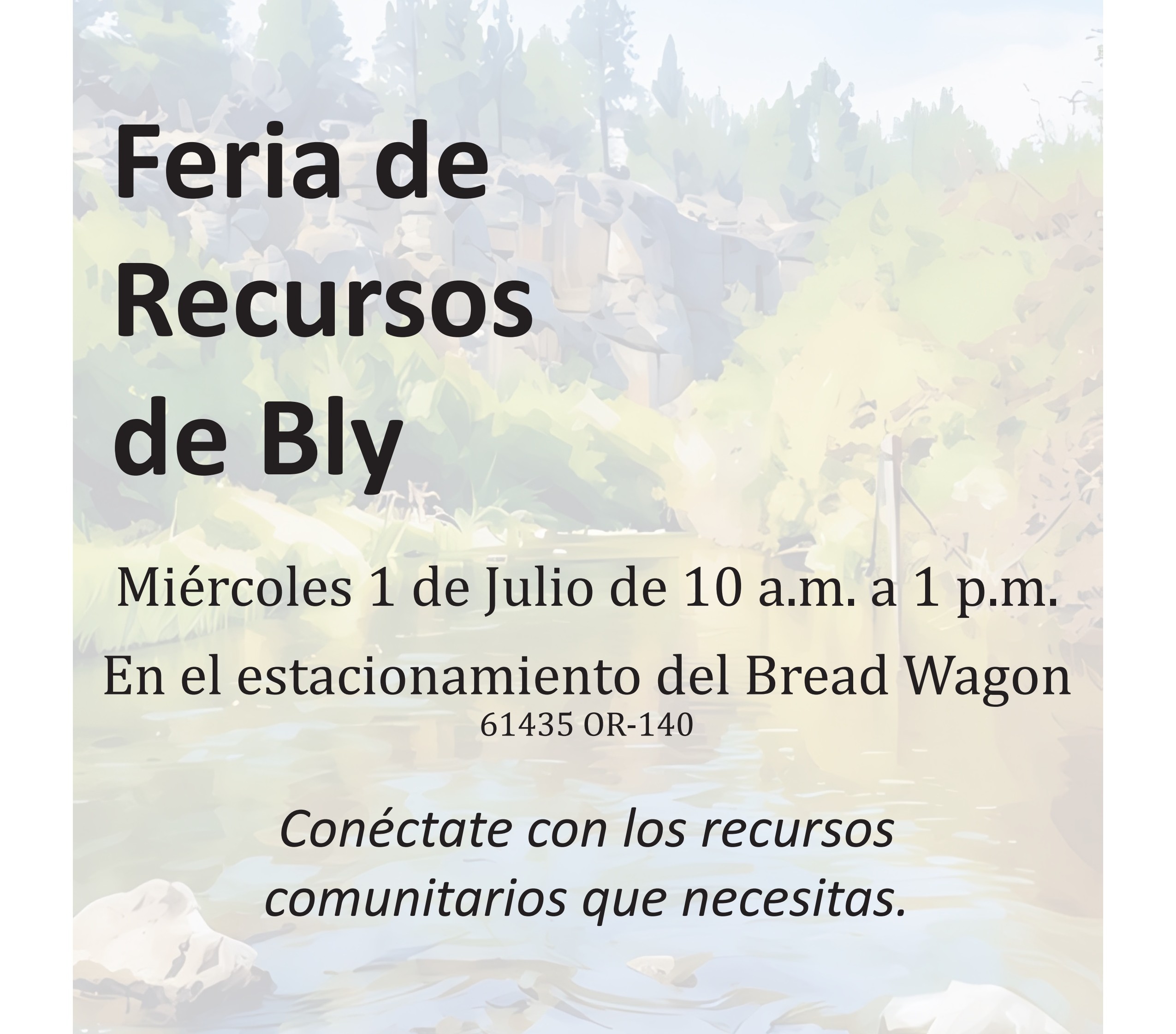 Feria de Recursos de Bly, Oregón, el miércoles 1 de julio en Bread Wagon estacionamiento